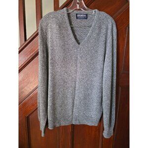 Vintage Puritan Mens V-Neck Sweater XL Gray Knit USA-Made